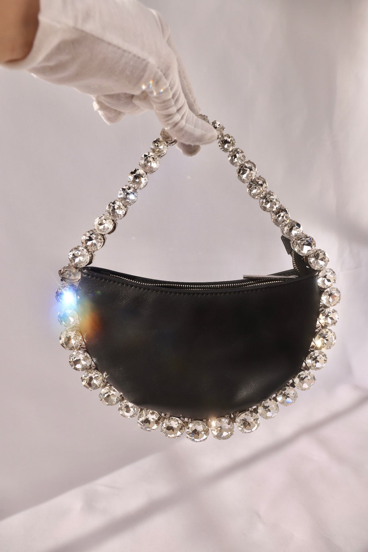 L'Alingi Crystal-Trimmed Half-Moon Clutch