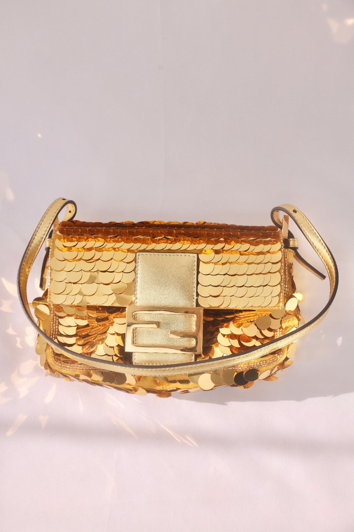 Rare Find - Fendi Baguette Handbag Sequin Gold 1997 Re-Edition