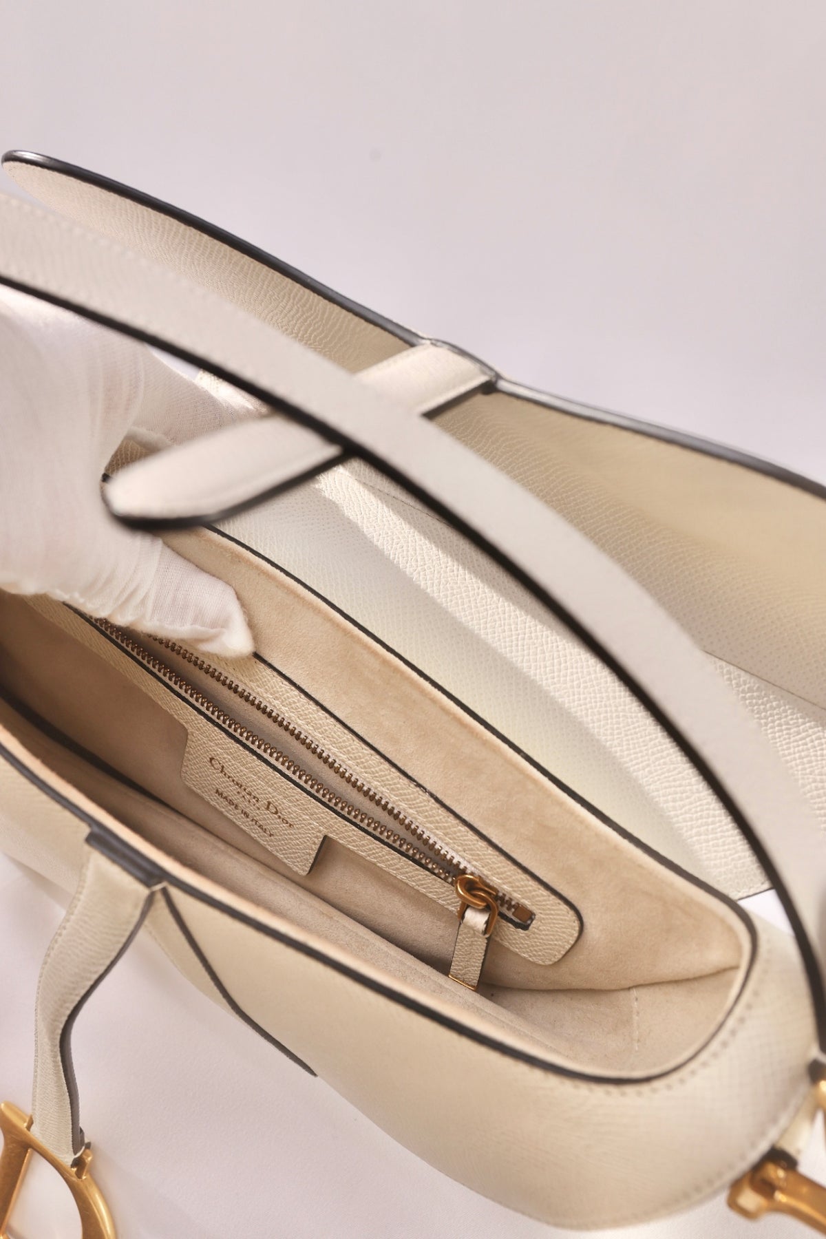 Christian Dior Saddle Bag - White with extra canvas strap