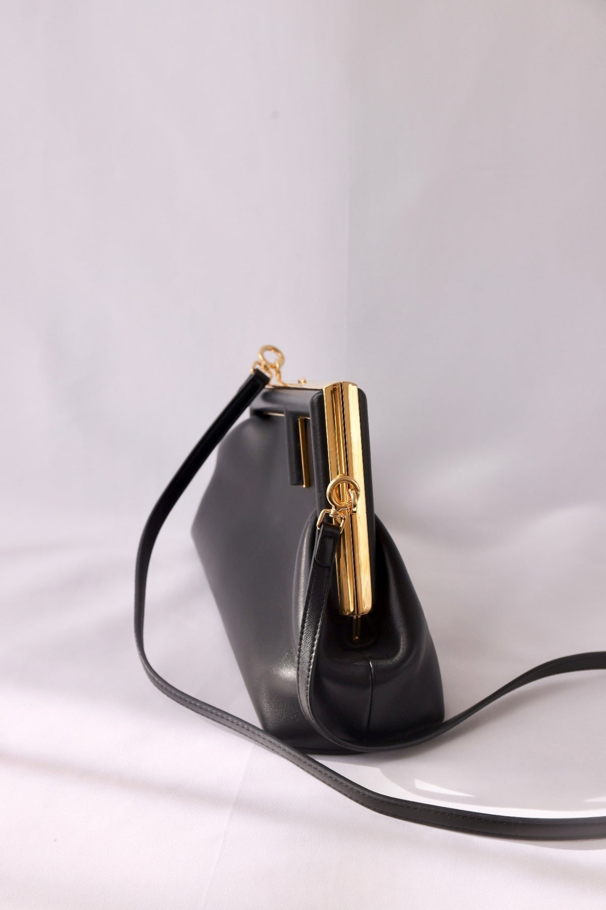 Fendi-First Black Leather Gold HW Bag/Clutch