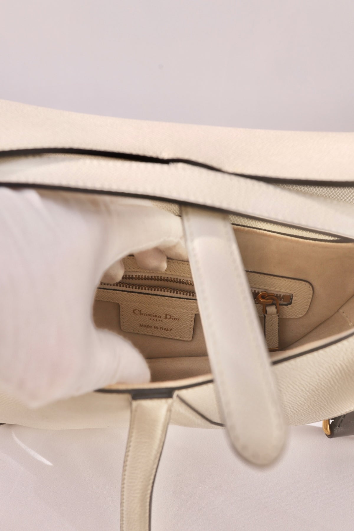 Christian Dior Saddle Bag - White with extra canvas strap