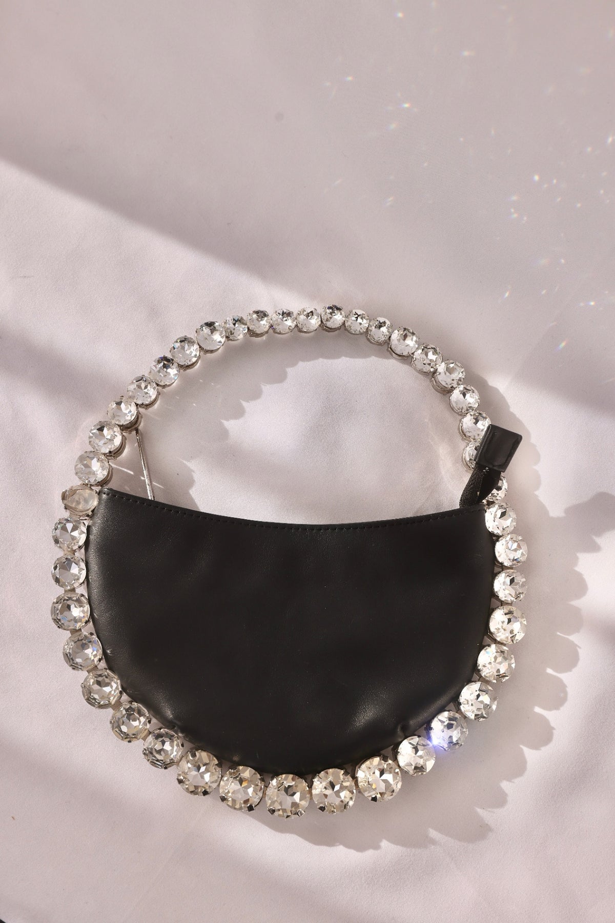 L'Alingi Crystal-Trimmed Half-Moon Clutch