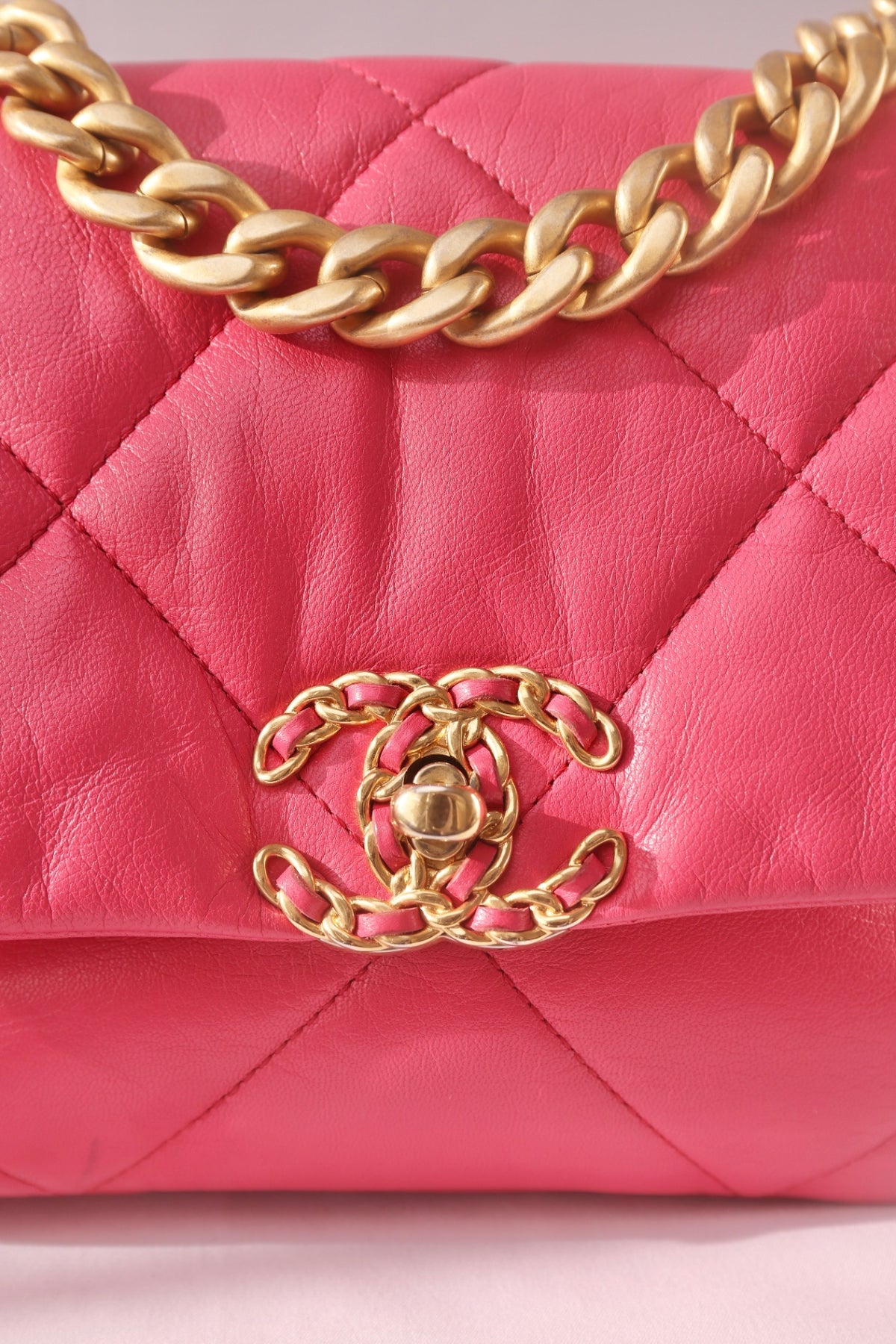 Chanel 19 Bag Leather Handbag - Pink with Gold HW