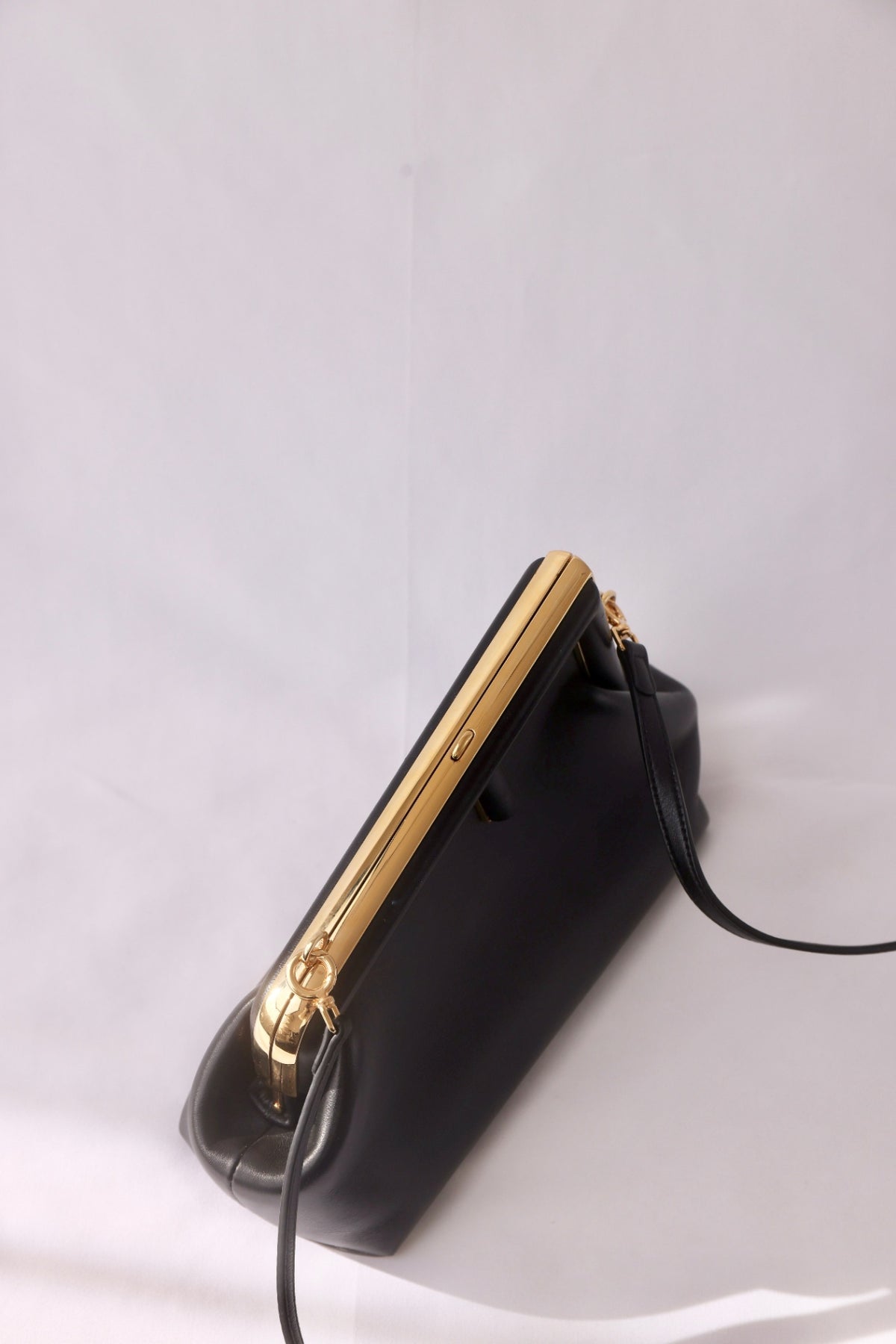 Fendi-First Black Leather Gold HW Bag/Clutch