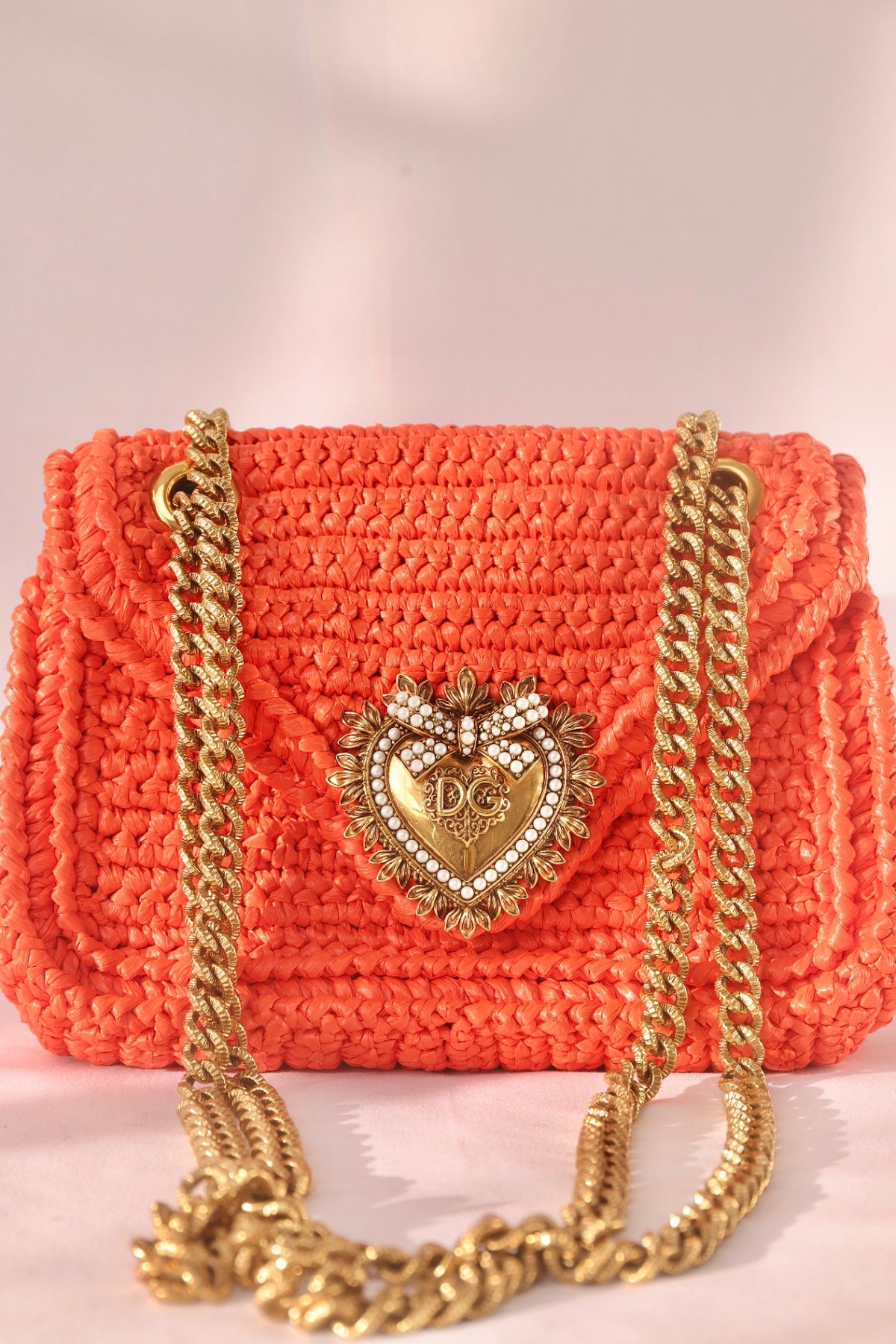 Dolce & Gabbana Devotion Bag - Coral Raffia