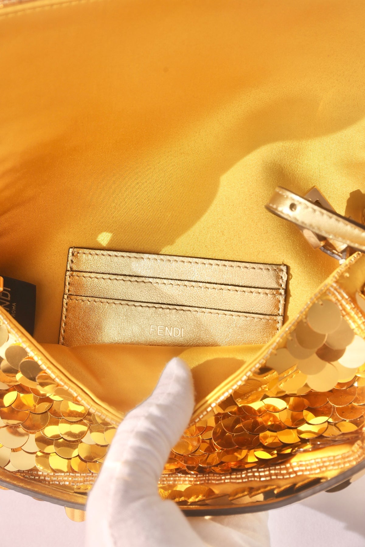 Rare Find - Fendi Baguette Handbag Sequin Gold 1997 Re-Edition