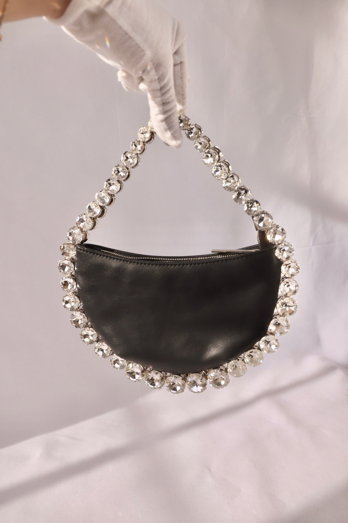 L'Alingi Crystal-Trimmed Half-Moon Clutch