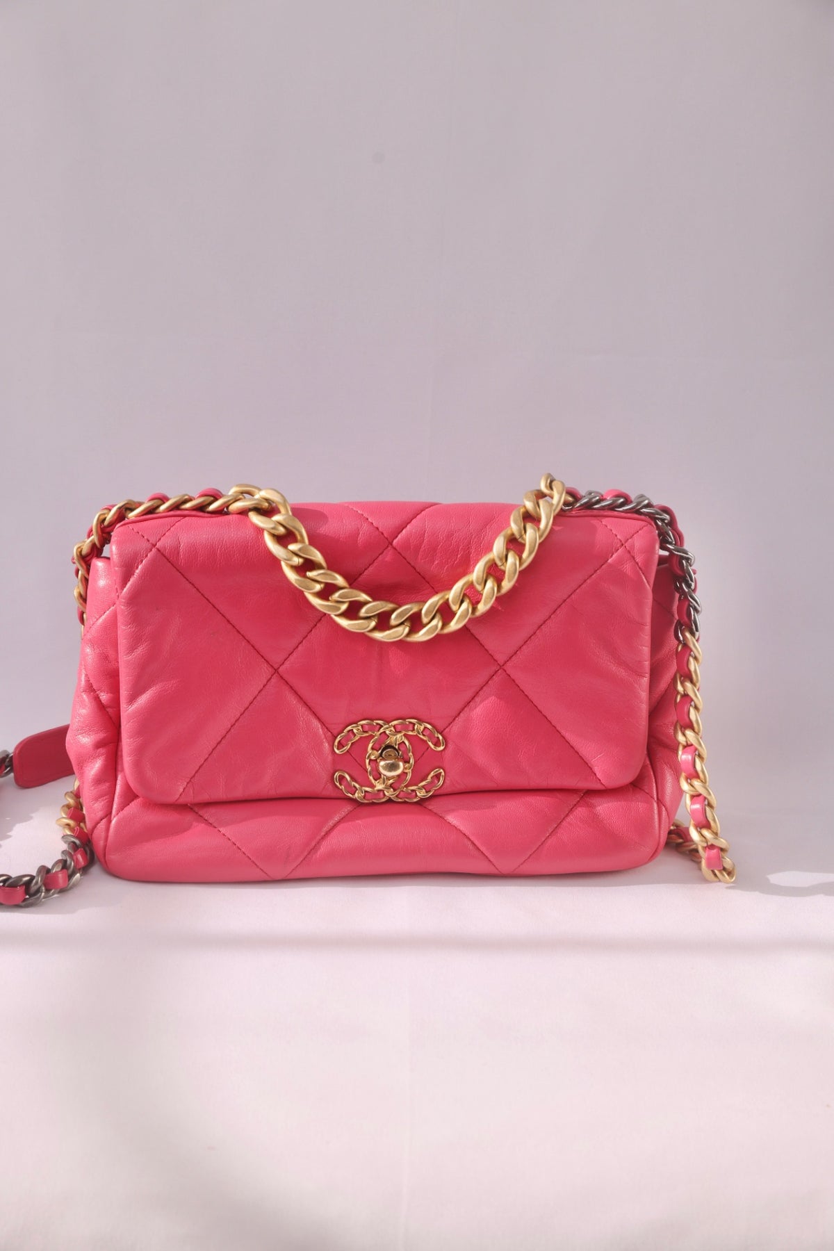 Chanel 19 Bag Leather Handbag - Pink with Gold HW