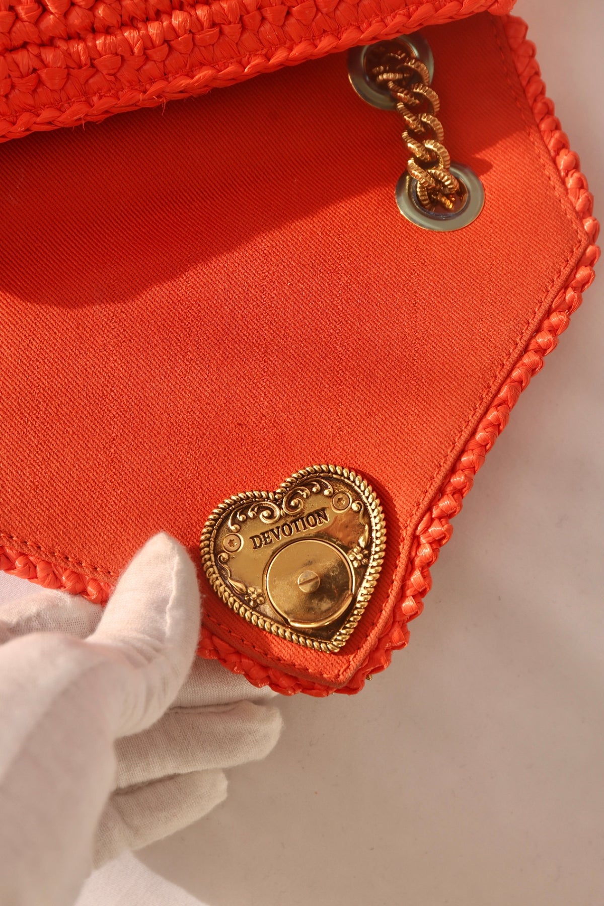Dolce & Gabbana Devotion Bag - Coral Raffia