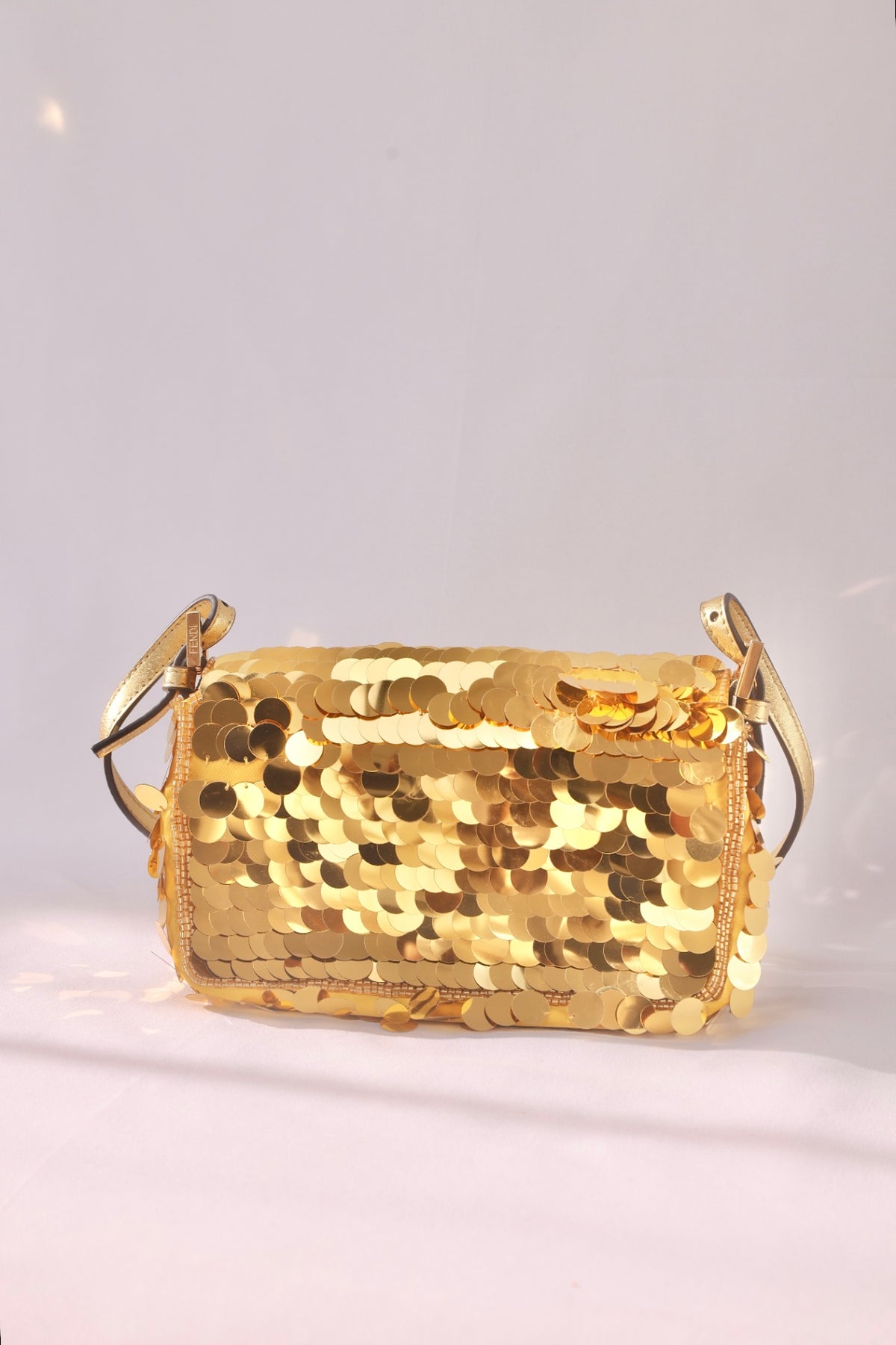 Rare Find - Fendi Baguette Handbag Sequin Gold 1997 Re-Edition