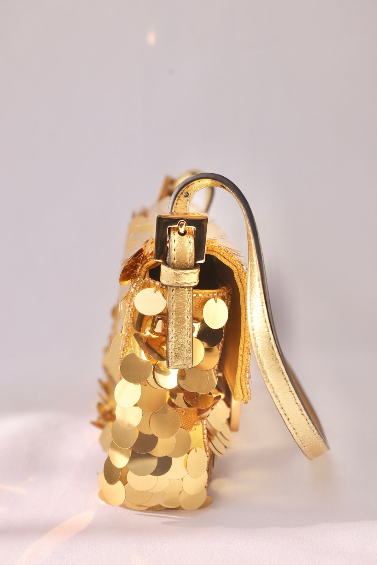 Rare Find - Fendi Baguette Handbag Sequin Gold 1997 Re-Edition