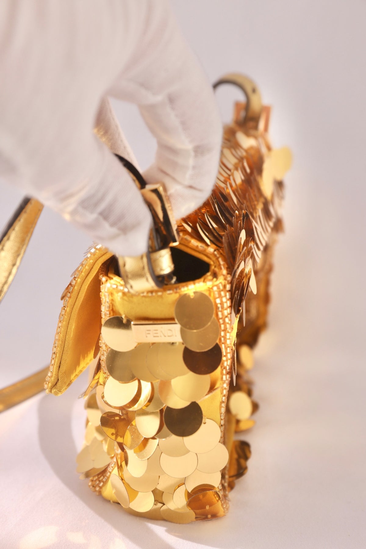 Rare Find - Fendi Baguette Handbag Sequin Gold 1997 Re-Edition