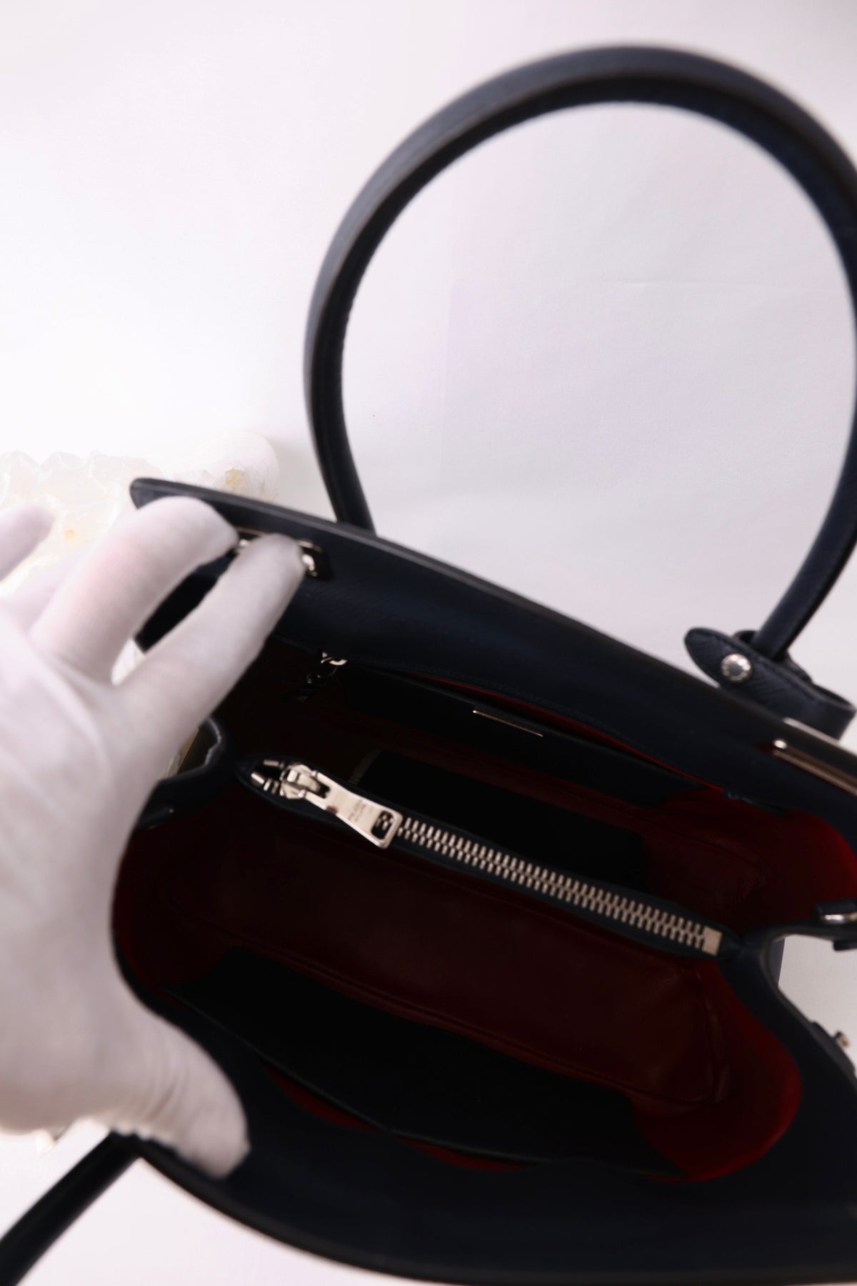 Prada Saffiano Handbag Large Black/Dark Grey