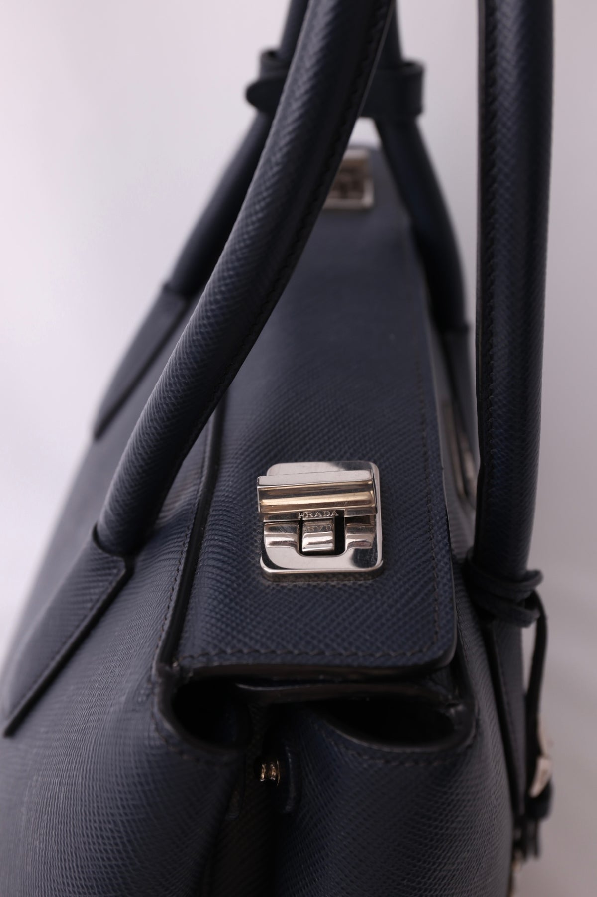 Prada Saffiano Handbag Large Black/Dark Grey