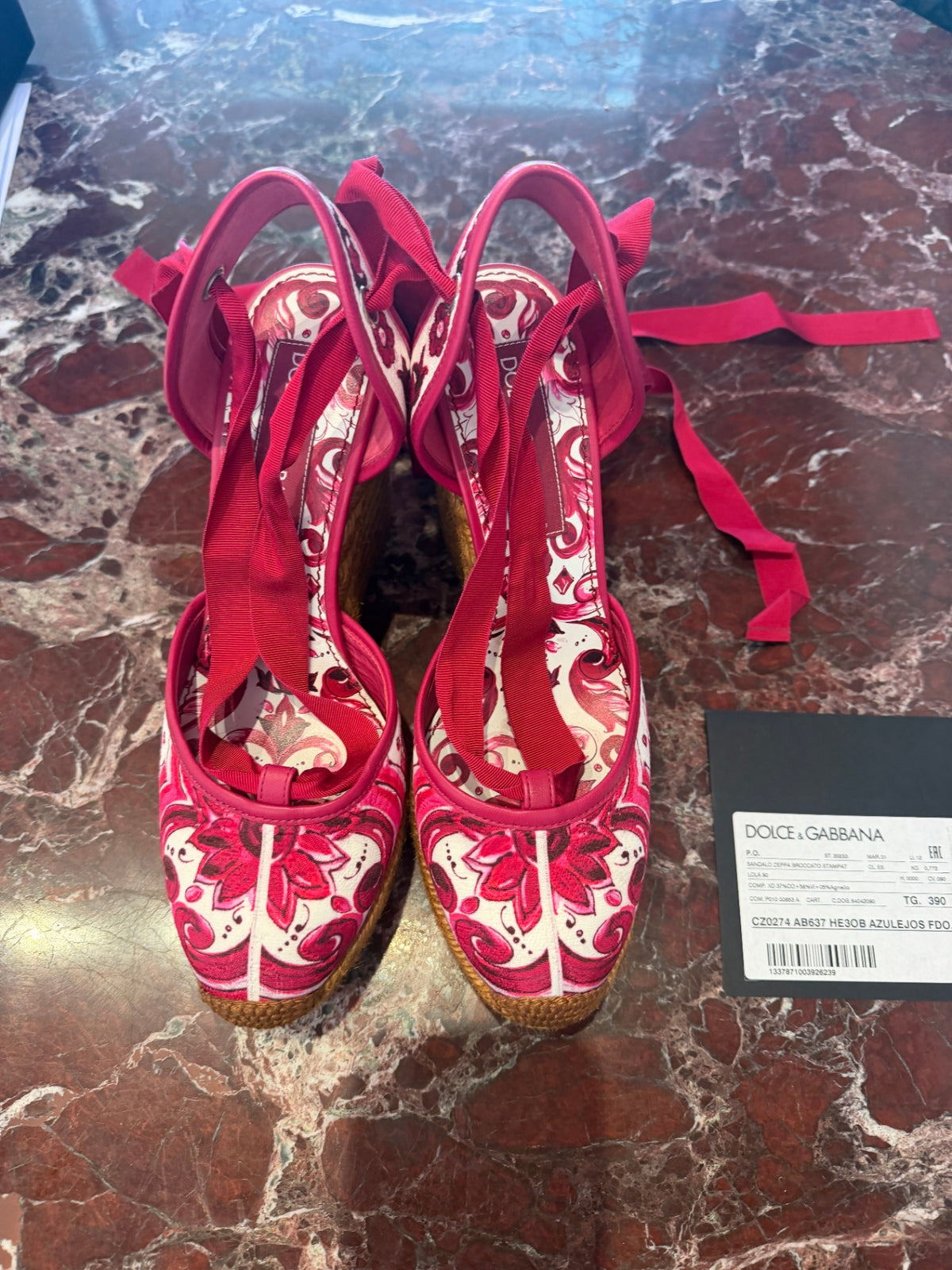 Dolce & Gabbana Shoes 39 Fucsia Majolica Print