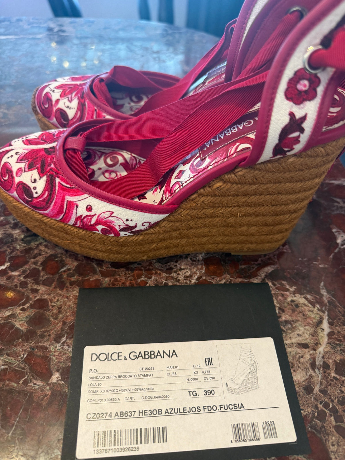 Dolce & Gabbana Shoes 39 Fucsia Majolica Print